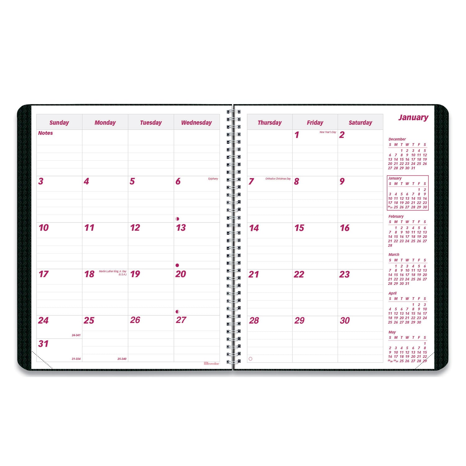 Brownline® DuraFlex 14-Month Planner, 8.88 x 7.13, Black Cover, 14-Month: Dec 2024 to Jan 2026