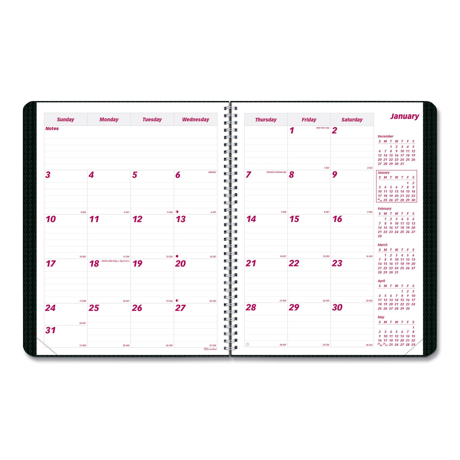 Brownline® DuraFlex 14-Month Planner, 11 x 8.5, Black Cover, 14-Month: Dec 2024 to Jan 2026