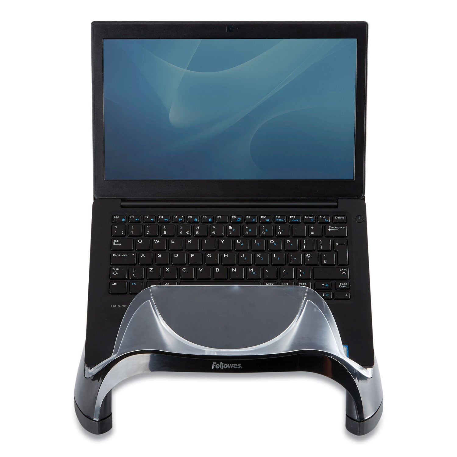 Fellowes® Smart Suites Laptop Riser with USB, 13.13" x 10.63" x 7.5", Black/Clear