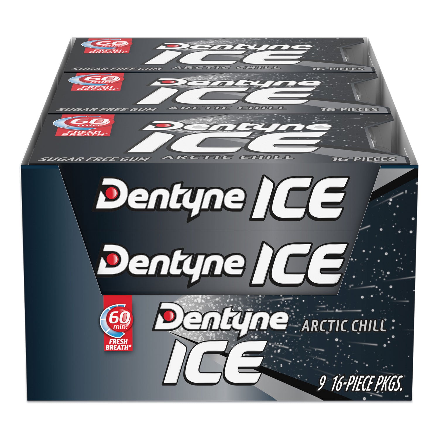 Dentyne Ice® Sugarless Gum, Arctic Chill, 16 Pieces/Pack, 9 Packs/Box