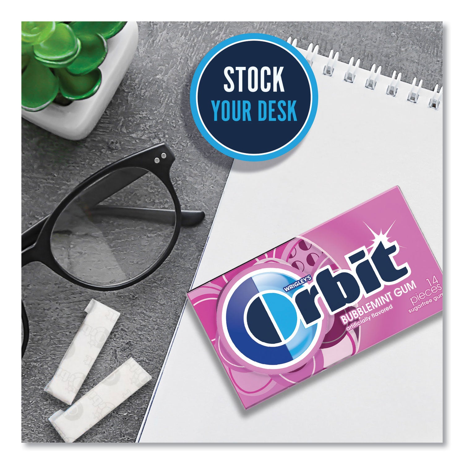 Orbit® Sugar-Free Chewing Gum, Bubblemint, 12/Box