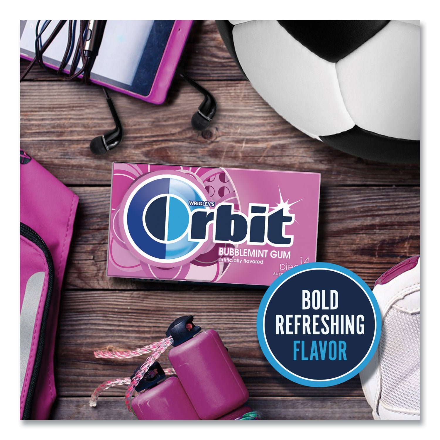 Orbit® Sugar-Free Chewing Gum, Bubblemint, 12/Box