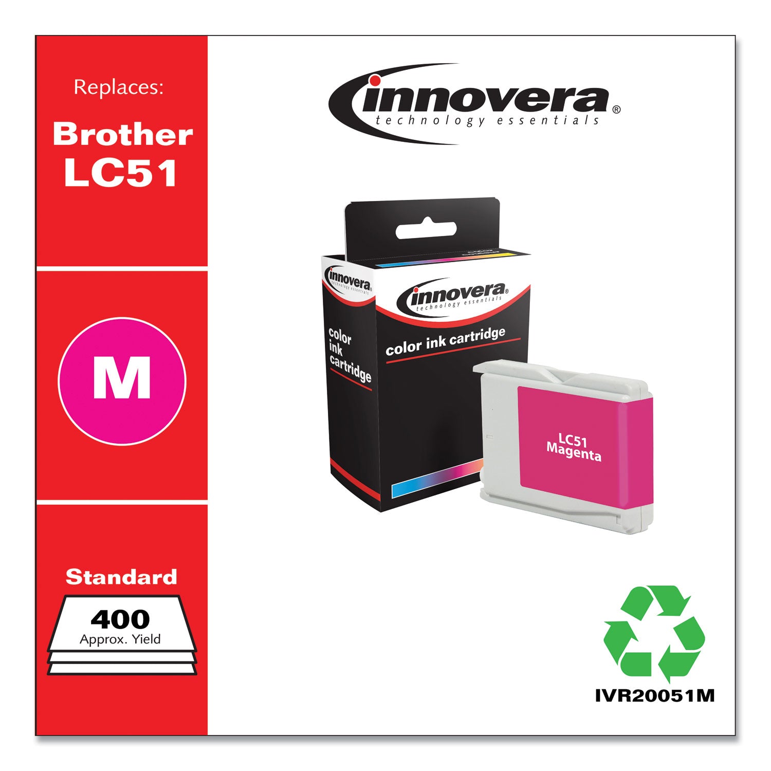 Innovera® Remanufactured Magenta Ink, Replacement for LC51M, 400 Page-Yield