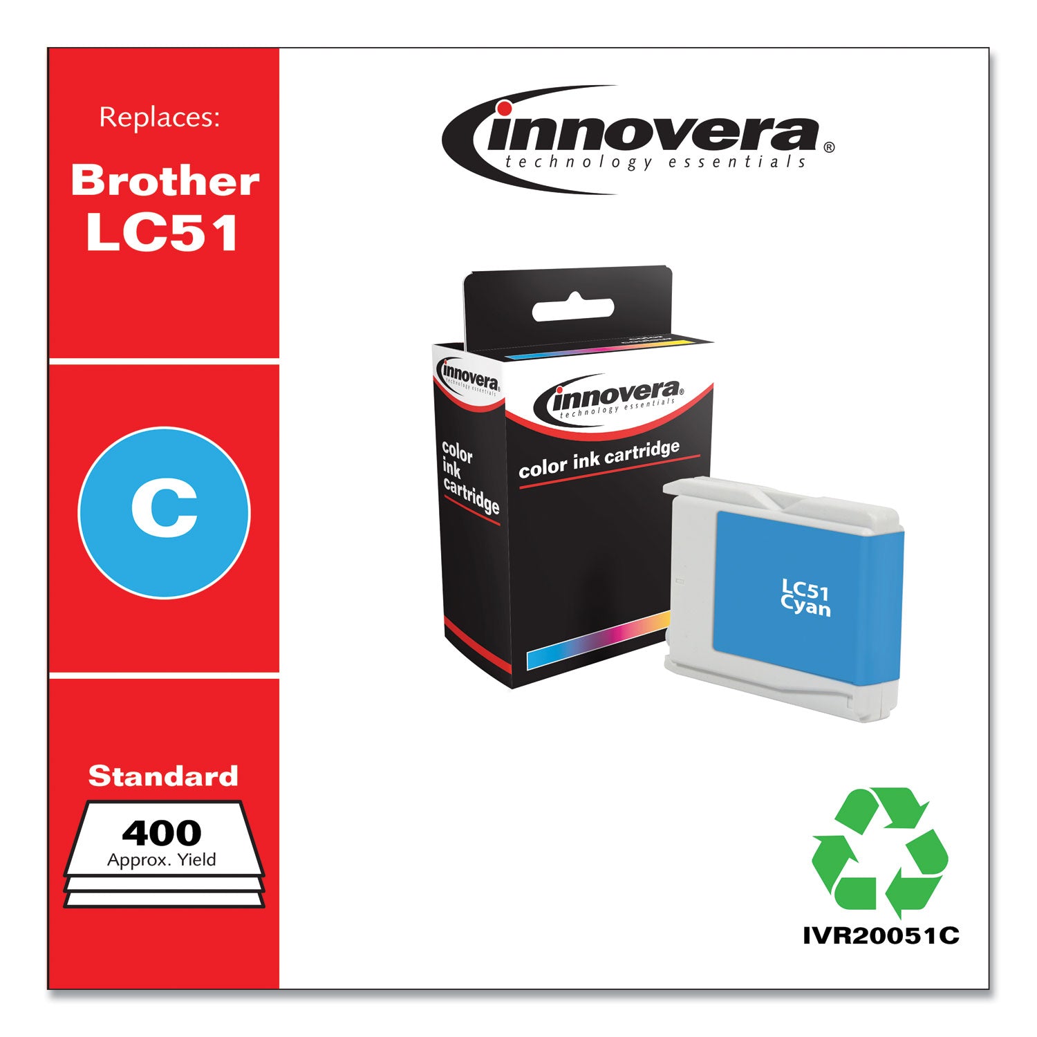 Innovera® Remanufactured Cyan Ink, Replacement for LC51C, 400 Page-Yield