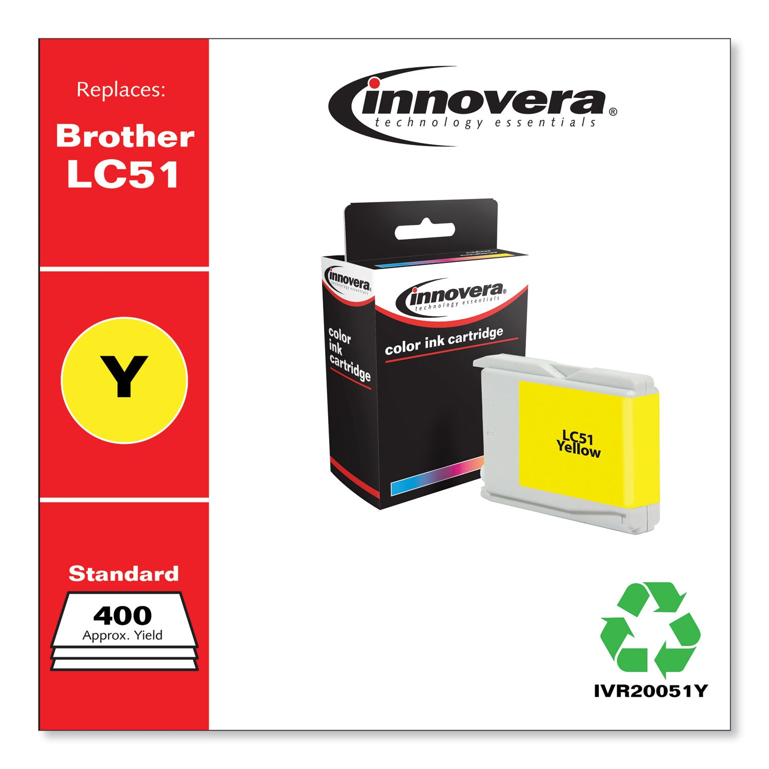 Innovera® Remanufactured Yellow Ink, Replacement for LC51Y, 400 Page-Yield