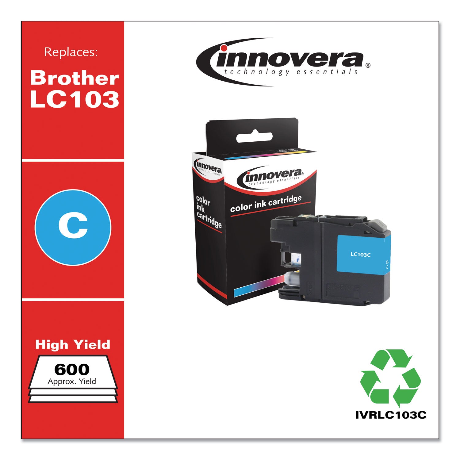 Innovera® Remanufactured Cyan High-Yield Ink, Replacement for LC103C, 600 Page-Yield