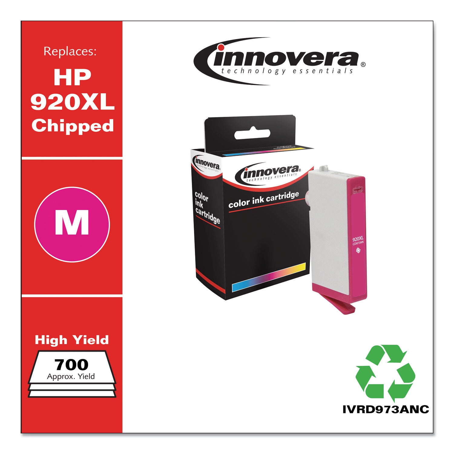 Innovera® Remanufactured Magenta High-Yield Ink, Replacement for 920XL (CD973AN), 700 Page-Yield