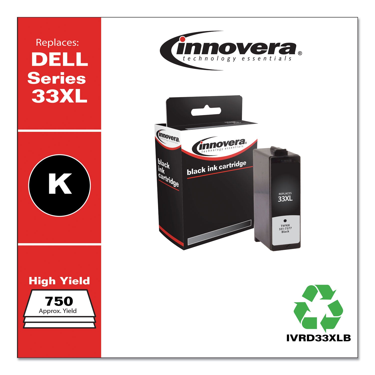 Innovera® Remanufactured Black Ink, Replacement for 33XL (T9FKK331-7377), 750 Page-Yield