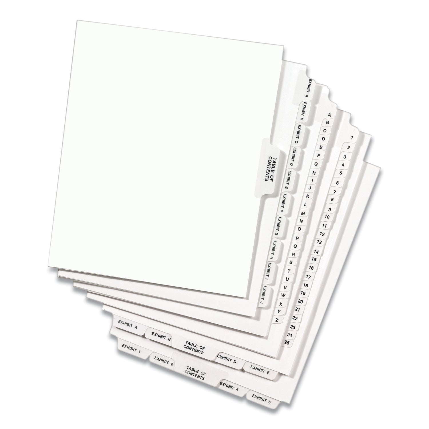 Avery® Preprinted Legal Exhibit Side Tab Index Dividers, Avery Style, 10-Tab, 2, 11 x 8.5, White, 25/Pack