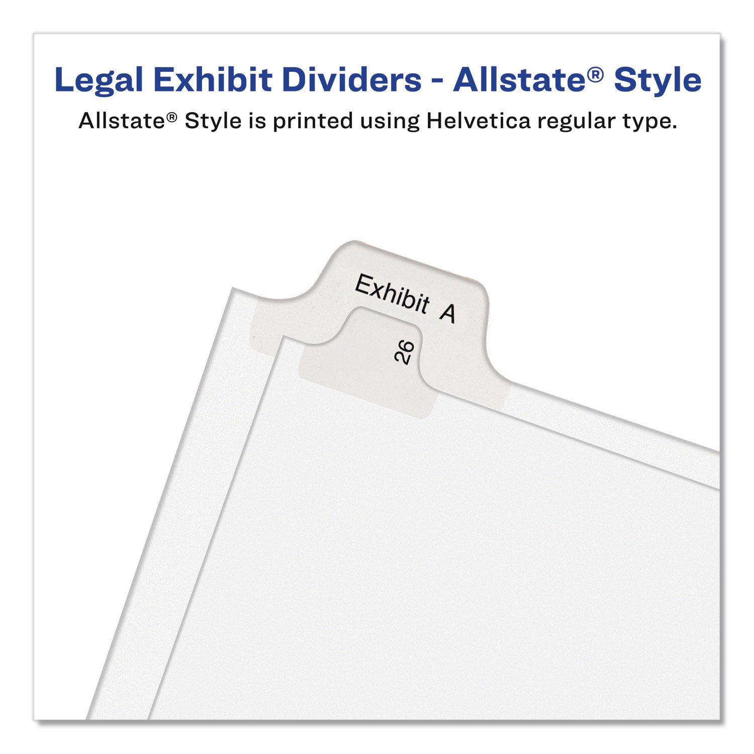 Avery® Preprinted Legal Exhibit Side Tab Index Dividers, Allstate Style, 26-Tab, Exhibit A to Exhibit Z, 11 x 8.5, White, 1 Set