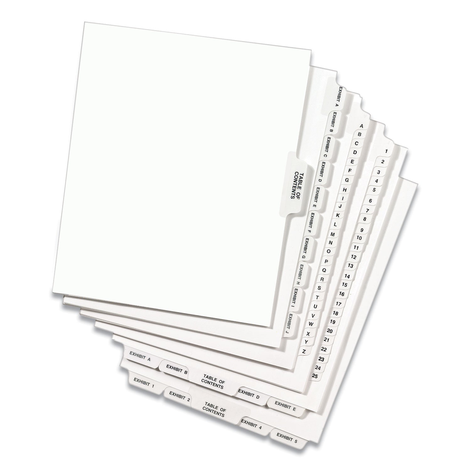 Avery® Preprinted Legal Exhibit Side Tab Index Dividers, Avery Style, 26-Tab, 51 to 75, 11 x 8.5, White, 1 Set