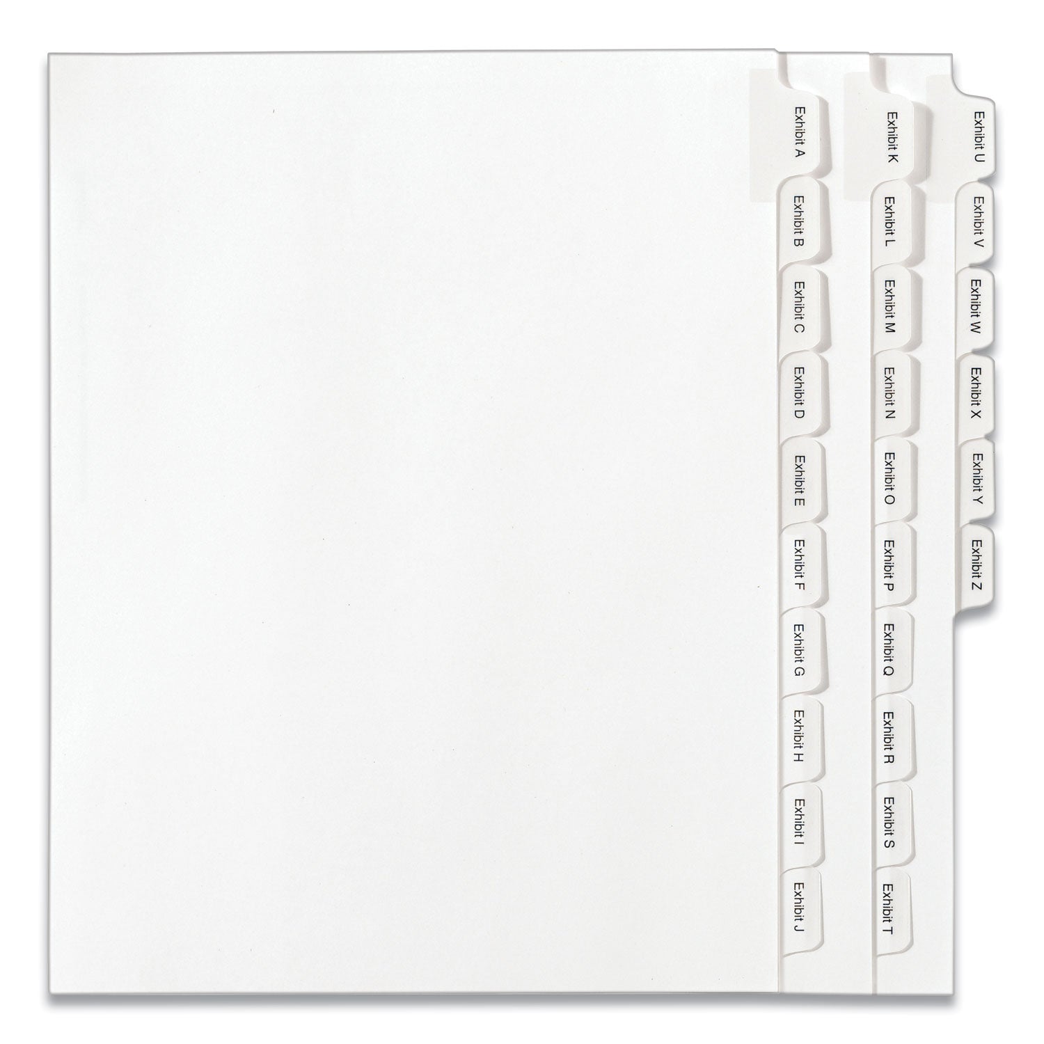 Preprinted Legal Exhibit Side Tab Index Dividers, Allstate Style, 26-Tab, Exhibit A to Exhibit Z, 11 x 8.5, White, 1 Set