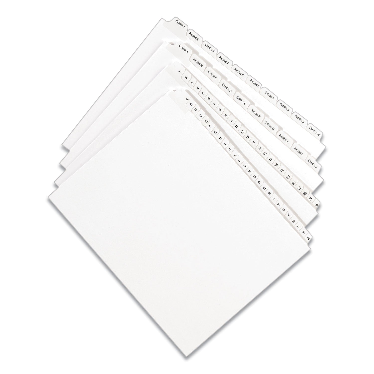 Preprinted Legal Exhibit Side Tab Index Dividers, Allstate Style, 25-Tab, 51 to 75, 11 x 8.5, White, 1 Set, (1703) Avery® Flipcost