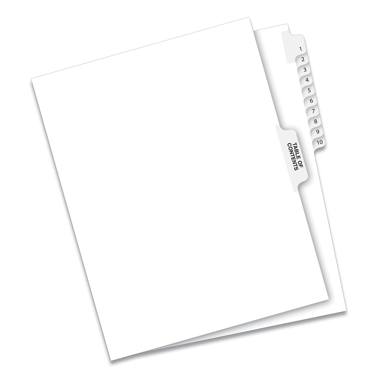 Preprinted Legal Exhibit Side Tab Index Dividers, Avery Style, 11-Tab, 1 to 10, 11 x 8.5, White, 1 Set