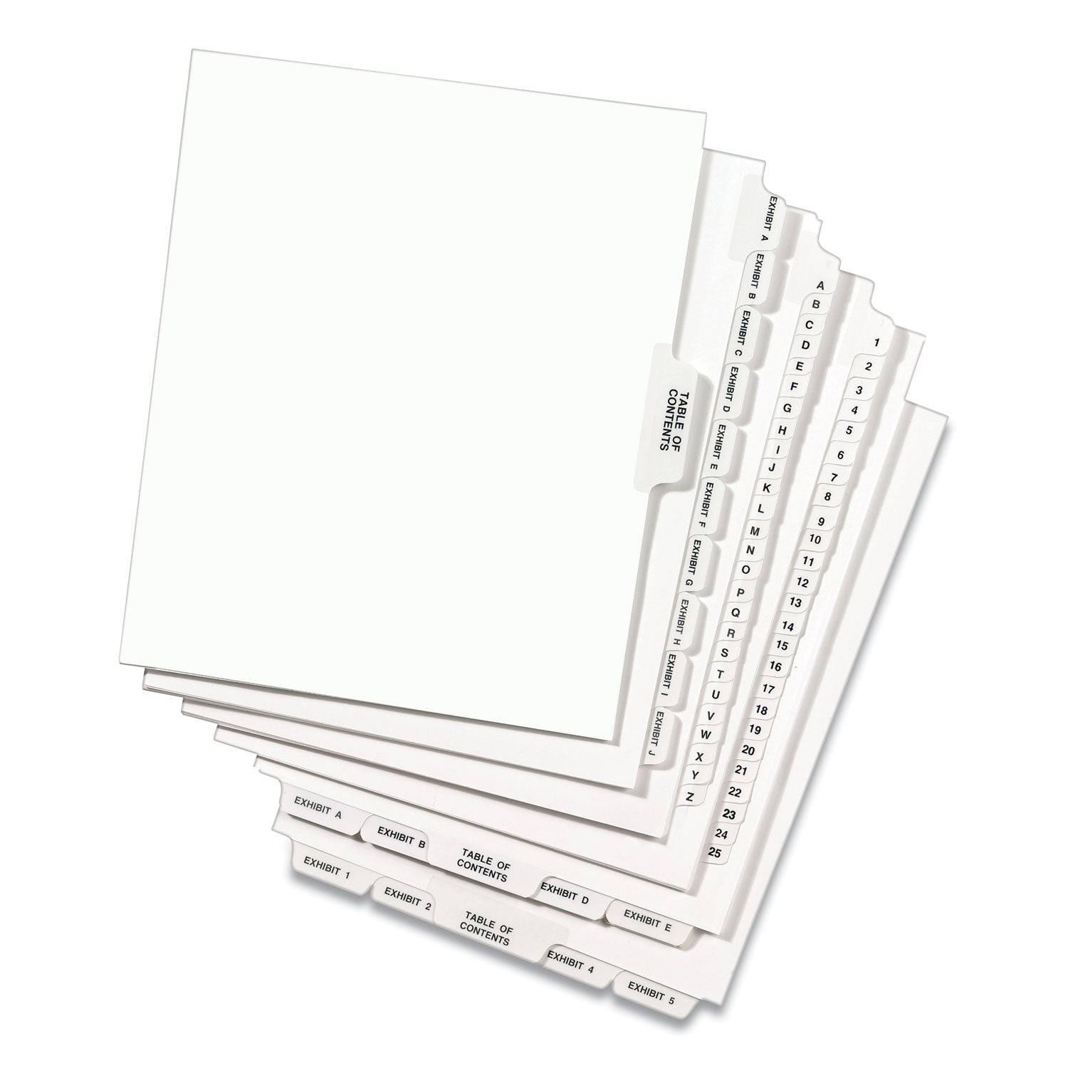 Avery® Preprinted Legal Exhibit Side Tab Index Dividers, Avery Style, 26-Tab, 26 to 50, 11 x 8.5, White, 1 Set