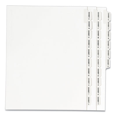 Preprinted Legal Exhibit Side Tab Index Dividers, Avery Style, 26-Tab, Exhibit A to Exhibit Z, 11 x 8.5, White, 1 Set, (1370) - Flipcost