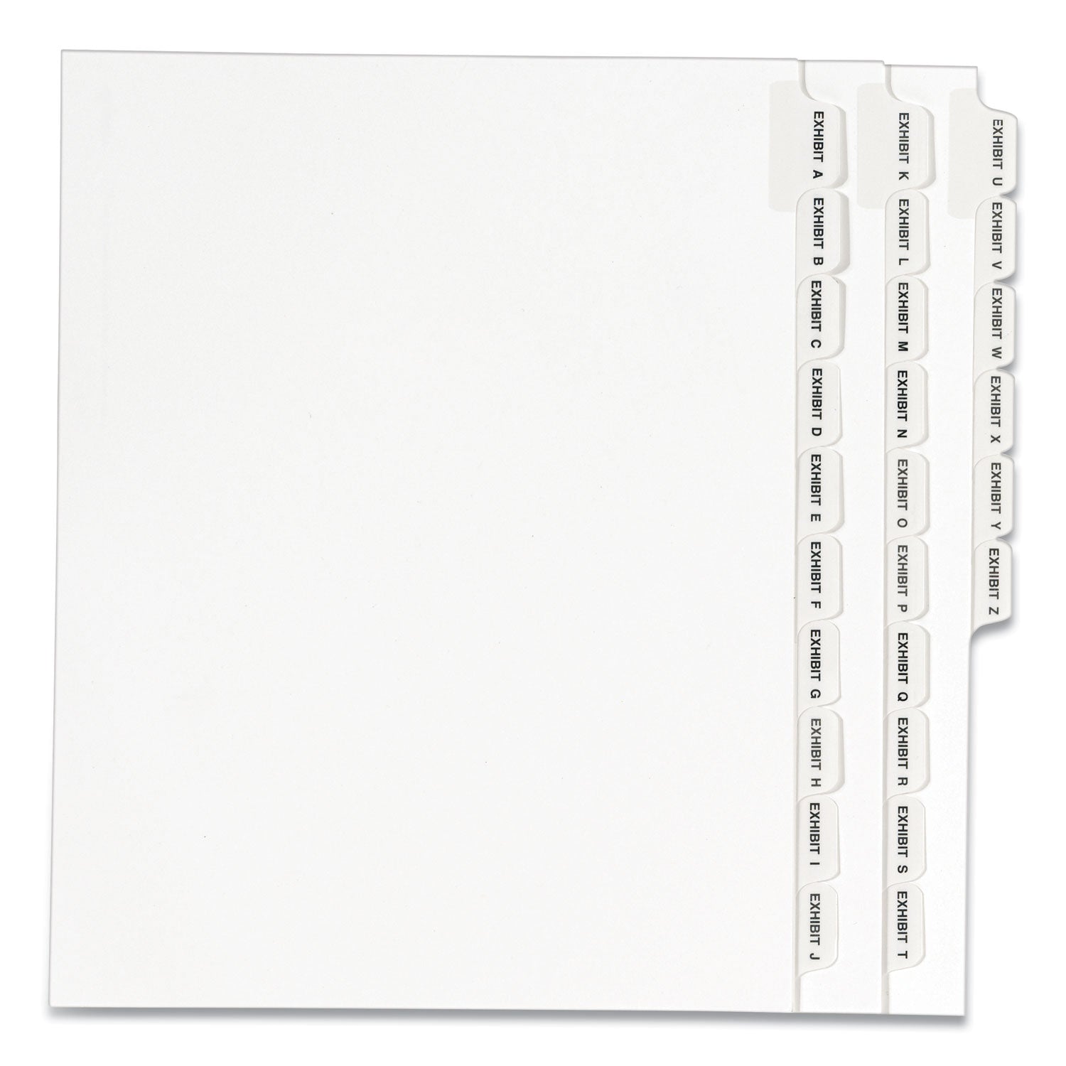 Preprinted Legal Exhibit Side Tab Index Dividers, Avery Style, 26-Tab, Exhibit A to Exhibit Z, 11 x 8.5, White, 1 Set, (1370)