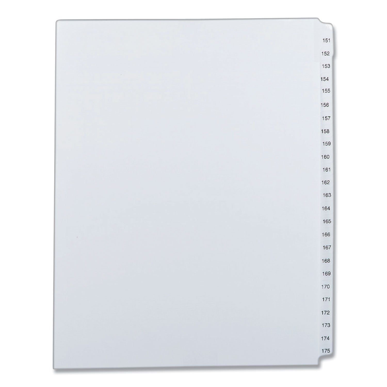 Preprinted Legal Exhibit Side Tab Index Dividers, Allstate Style, 25-Tab, 151 to 175, 11 x 8.5, White, 1 Set