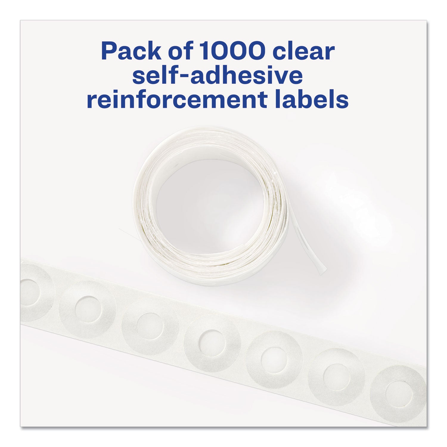 Avery® Dispenser Pack Hole Reinforcements, 0.25" Dia, Clear, 1,000/Pack, (5722)