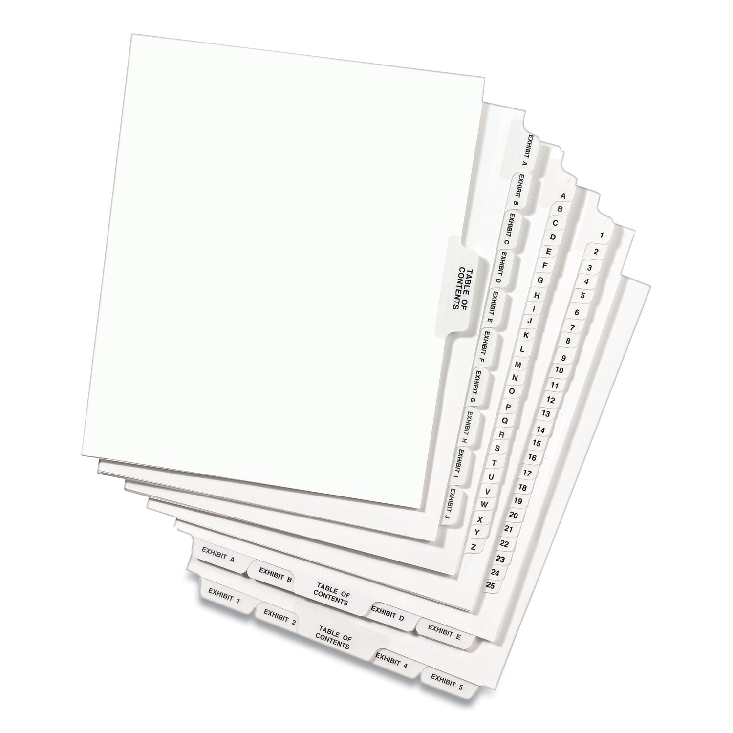 Avery® Preprinted Legal Exhibit Side Tab Index Dividers, Avery Style, 10-Tab, 6, 11 x 8.5, White, 25/Pack