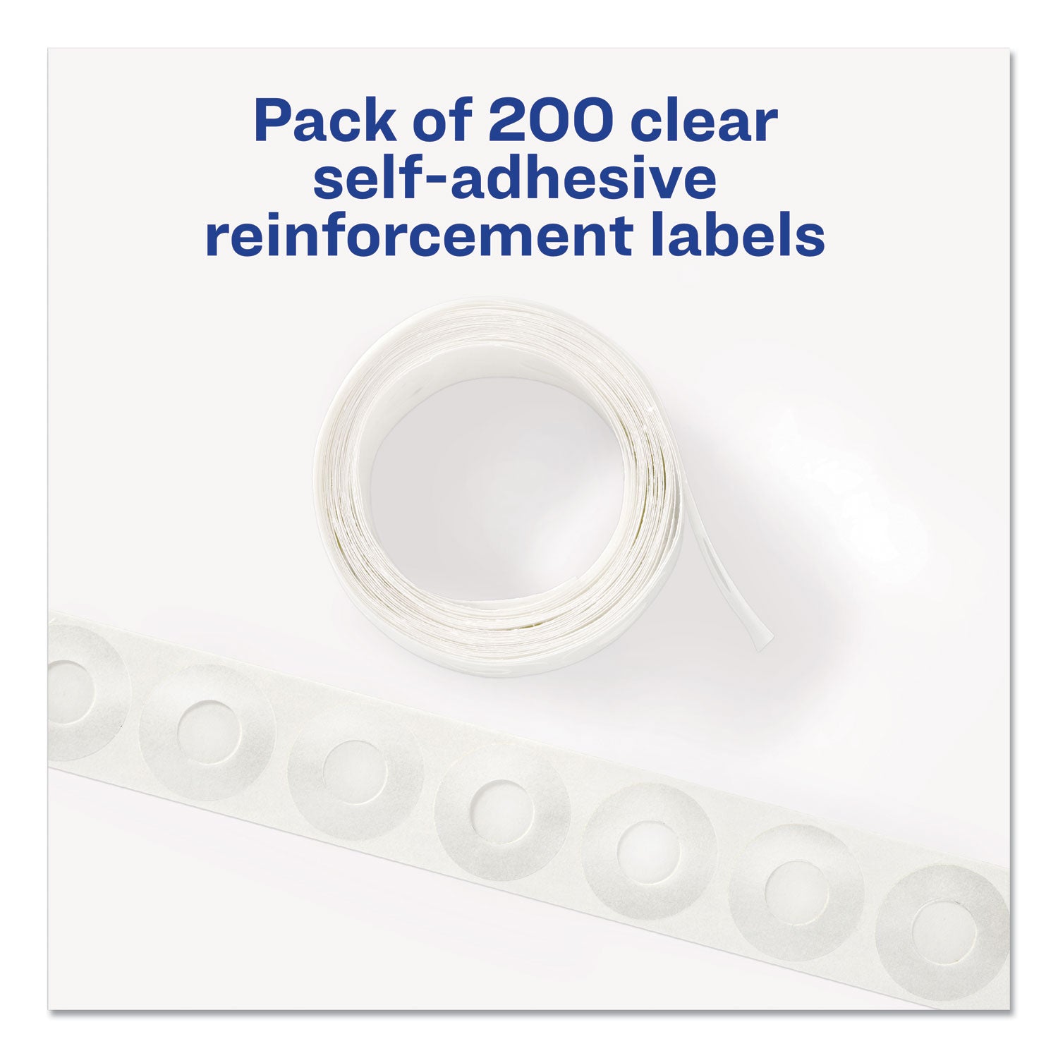 Avery® Dispenser Pack Hole Reinforcements, 0.25" Dia, Clear, 200/Pack, (5721)