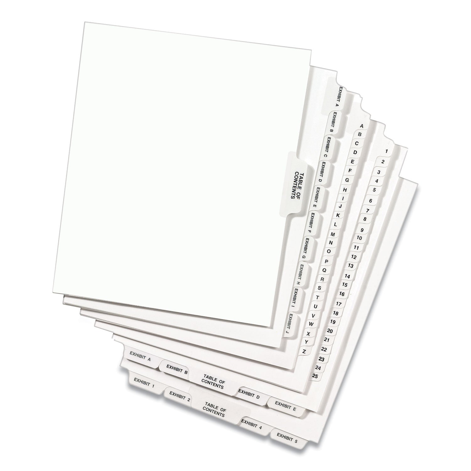 Avery® Preprinted Legal Exhibit Side Tab Index Dividers, Avery Style, 10-Tab, 5, 11 x 8.5, White, 25/Pack