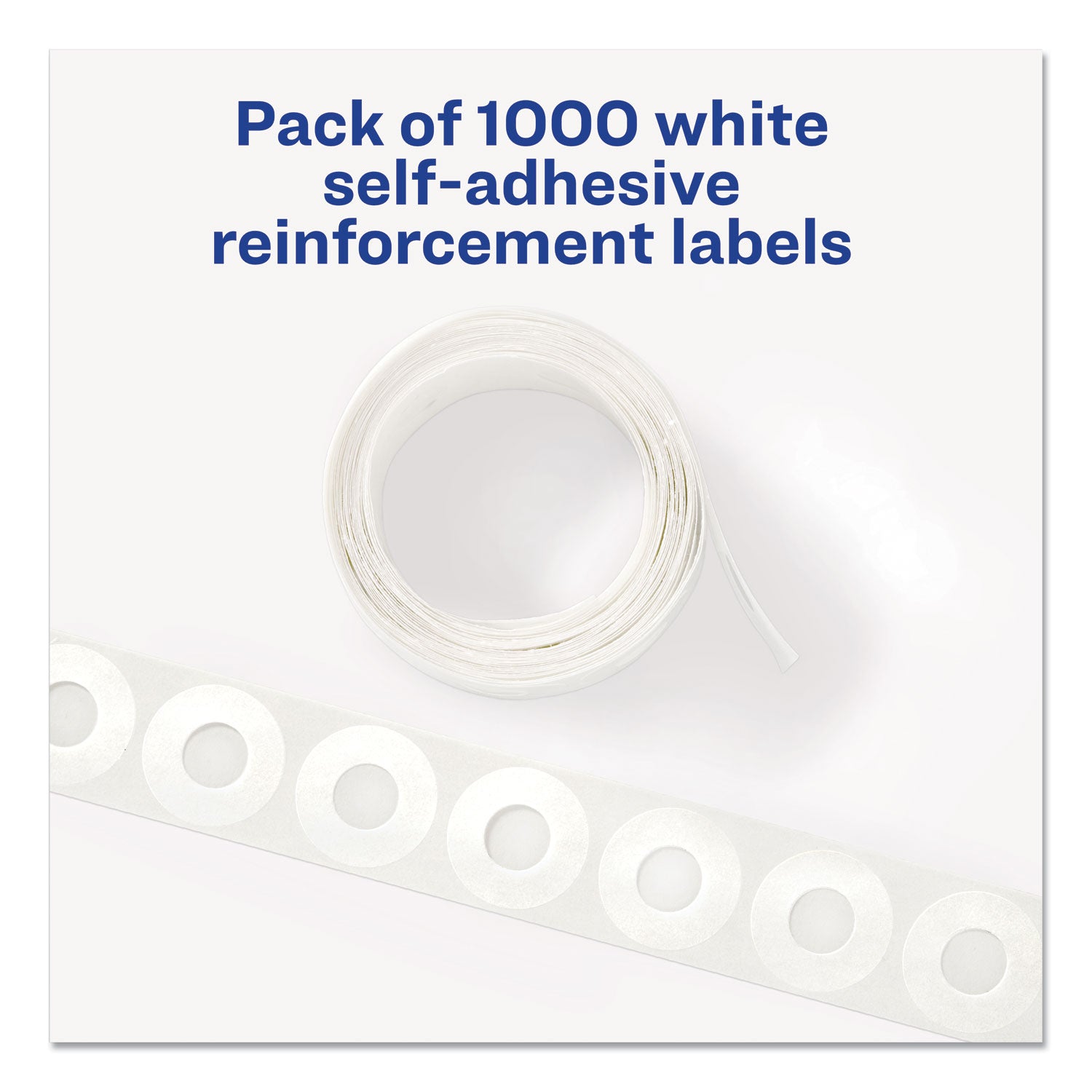 Avery® Dispenser Pack Hole Reinforcements, 0.25" Dia, White, 1,000/Pack, (5720)