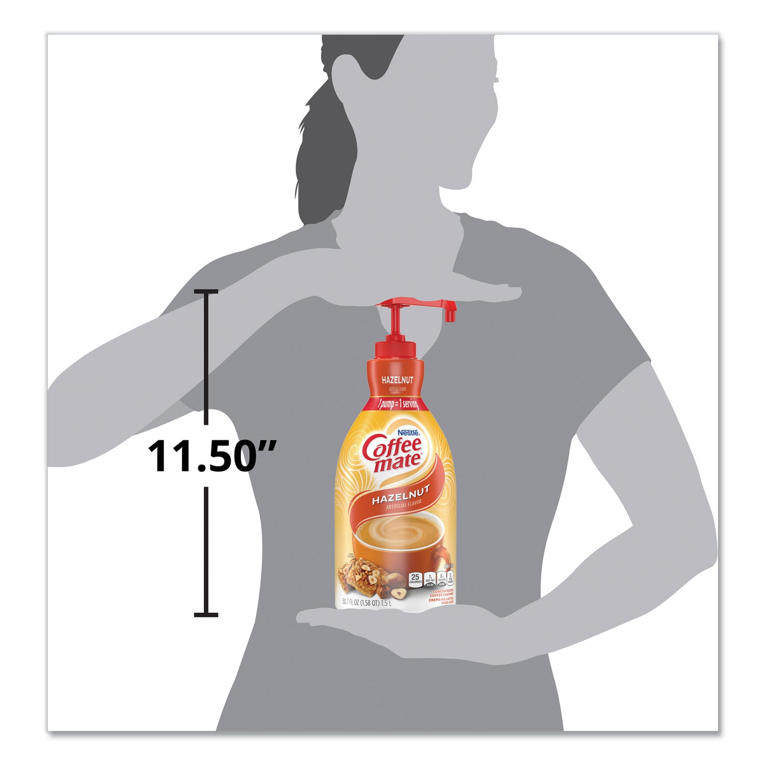 Coffee mate® Liquid Coffee Creamer, Hazelnut, 1.5 Liter Pump Bottle, 2/Carton