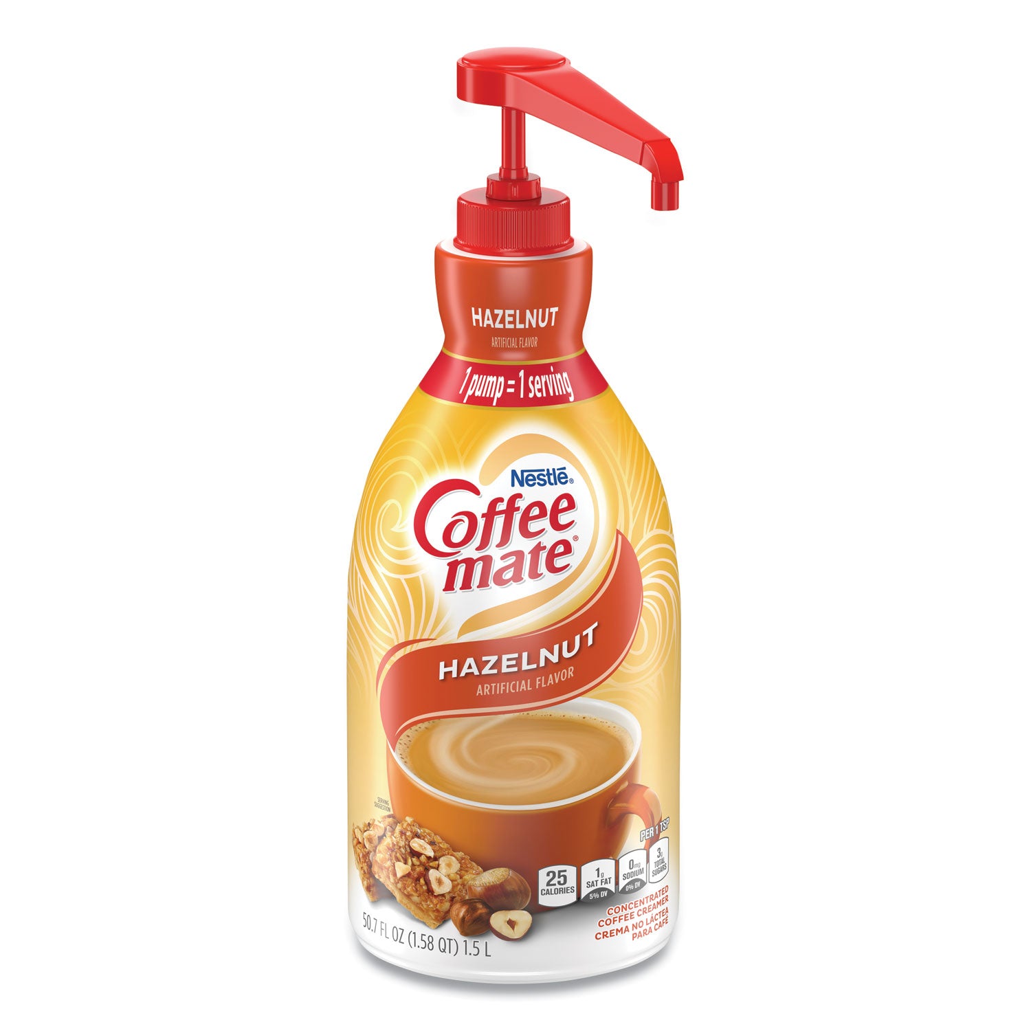 Liquid Coffee Creamer, Hazelnut, 1500mL Pump Bottle