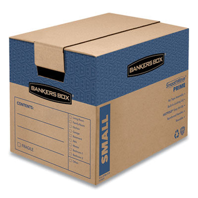SmoothMove Prime Moving/Storage Boxes, Hinged Lid, Regular Slotted Container, Small, 12" x 16" x 12", Brown/Blue, 15/Carton Flipcost Flipcost