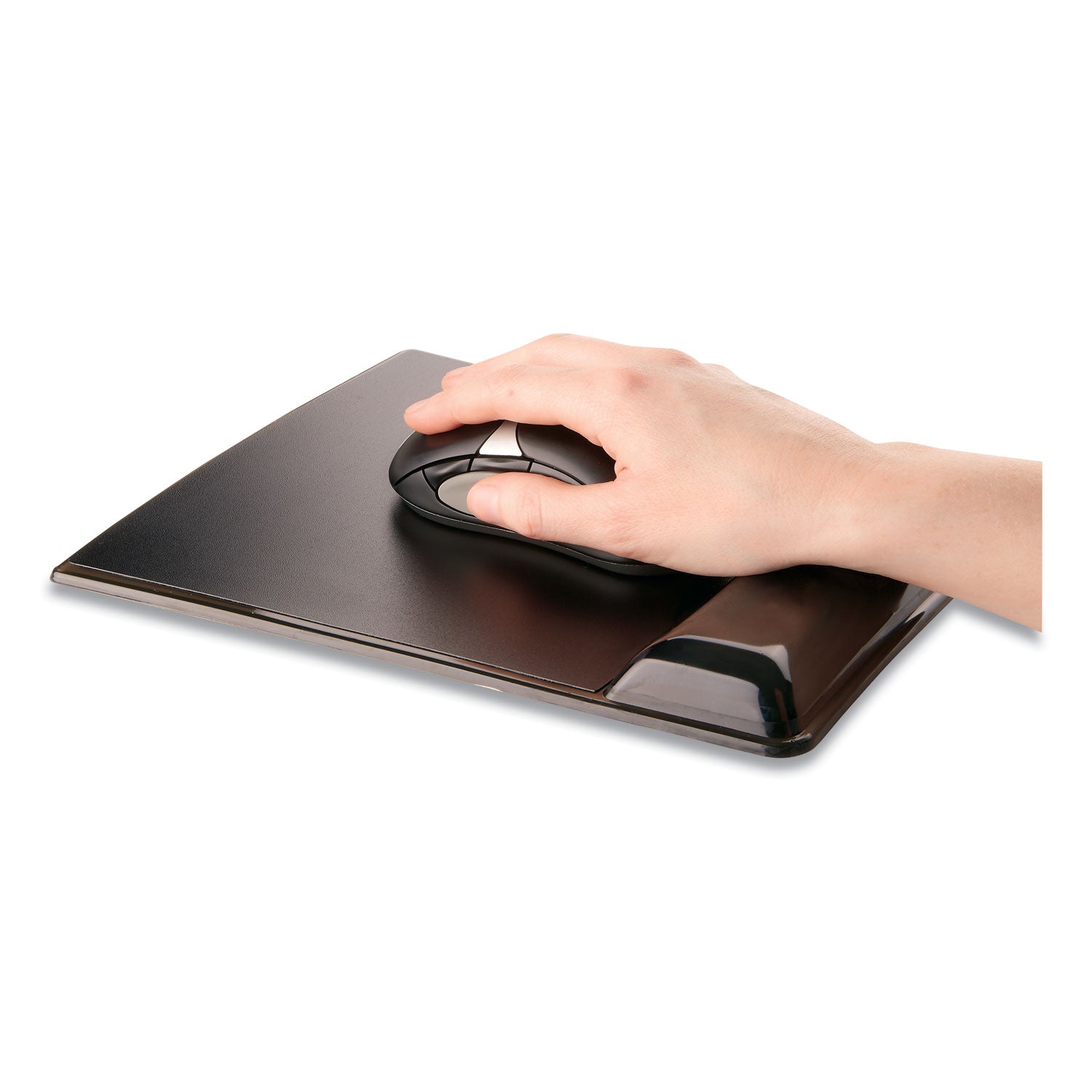 Fellowes® Gel Wrist Support with Attached Mouse Pad, 8.25 x 9.87, Black