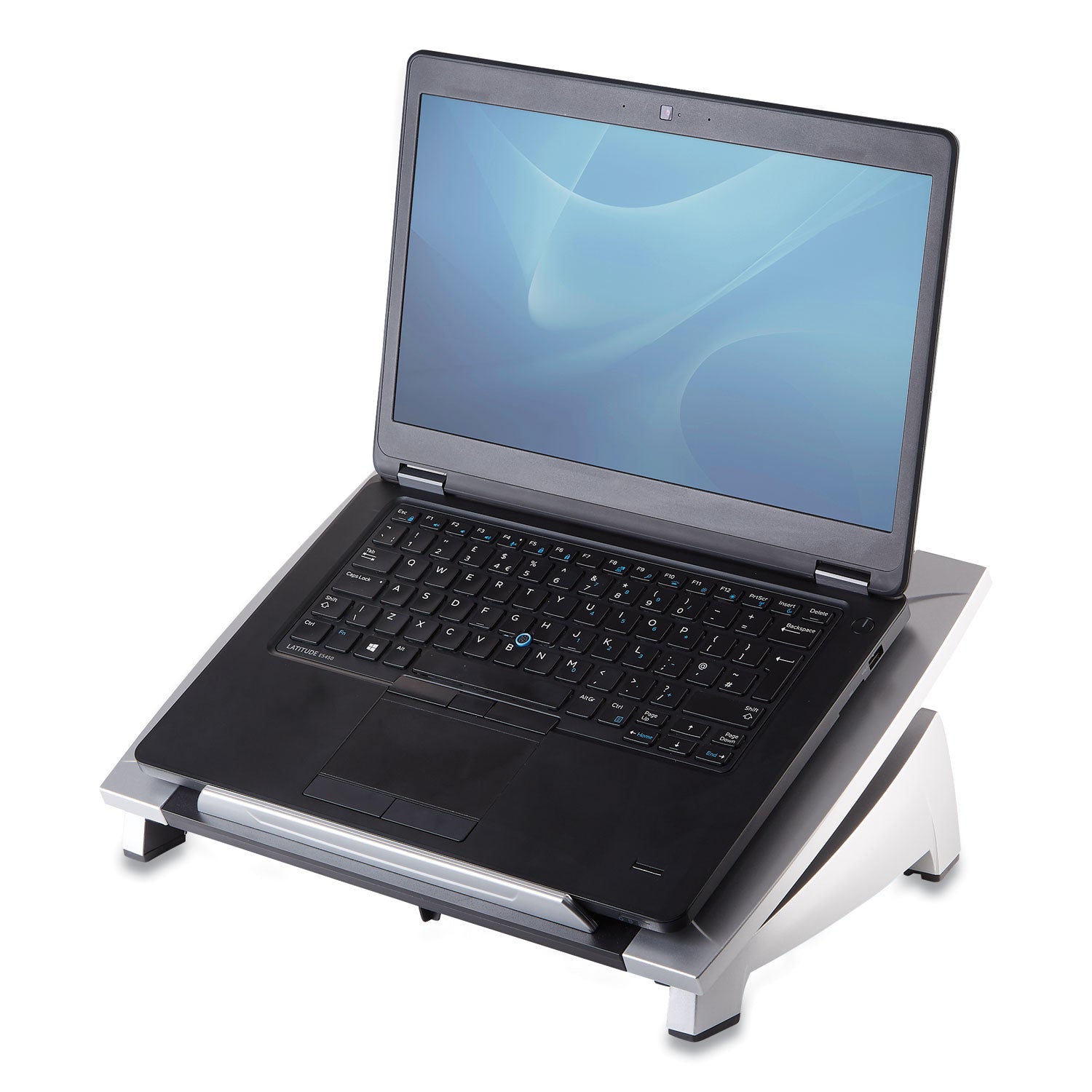 Office Suites Laptop Riser, 15.13" x 11.38" x 4.5" to 6.5", Black/Silver, Supports 10 lbs