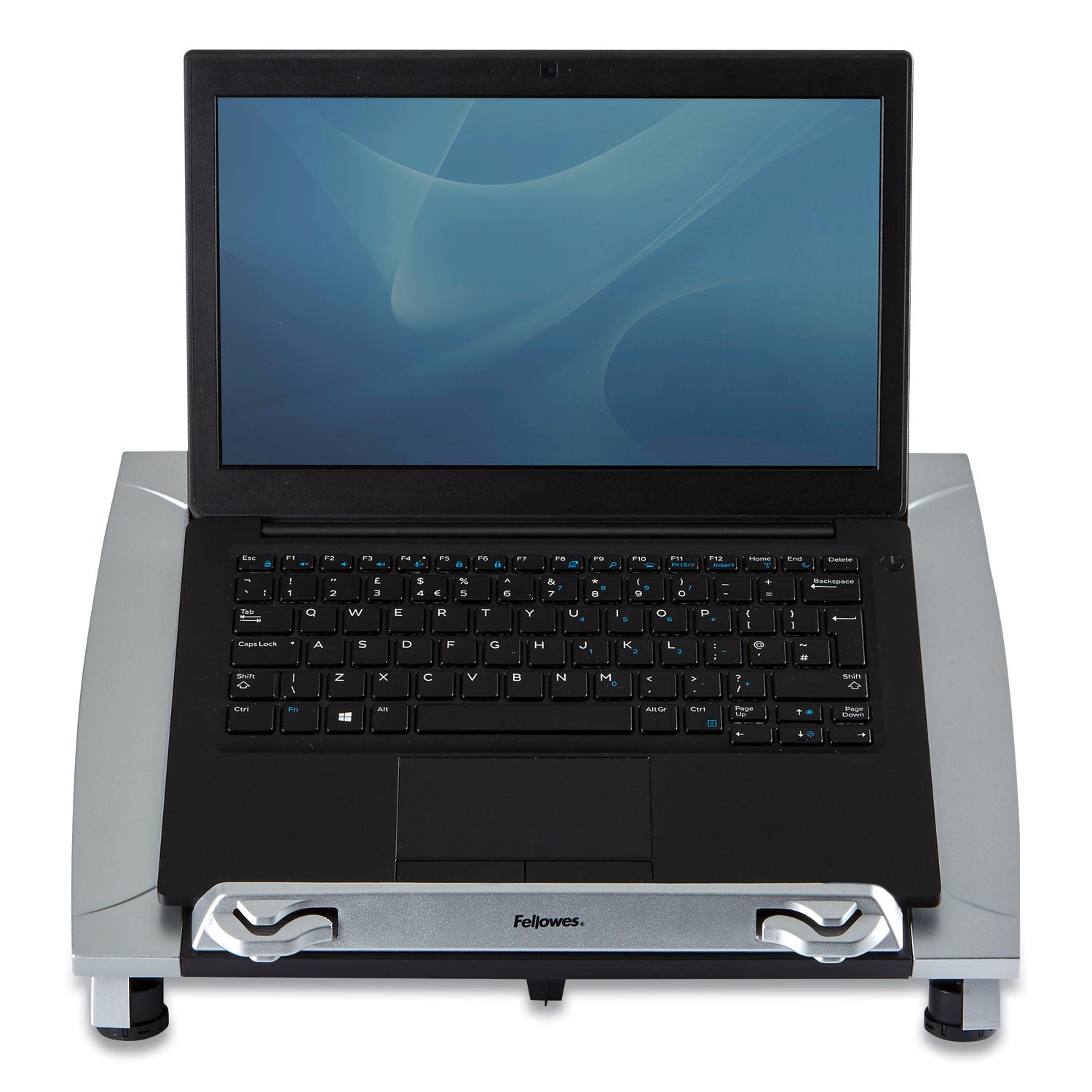 Fellowes® Office Suites Laptop Riser Plus, 15.06" x 10.5" x 6.5", Black/Silver, Supports 10 lbs