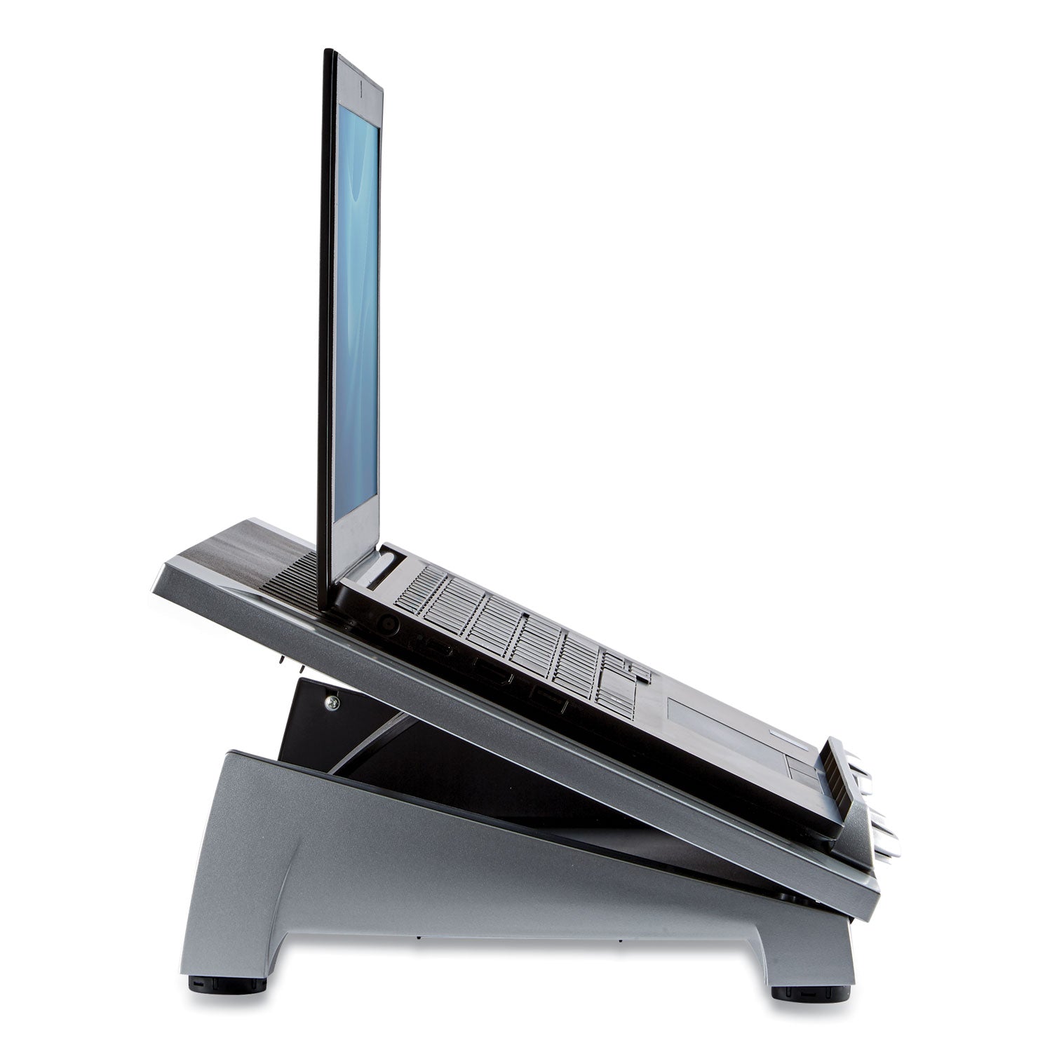 Fellowes® Office Suites Laptop Riser Plus, 15.06" x 10.5" x 6.5", Black/Silver, Supports 10 lbs