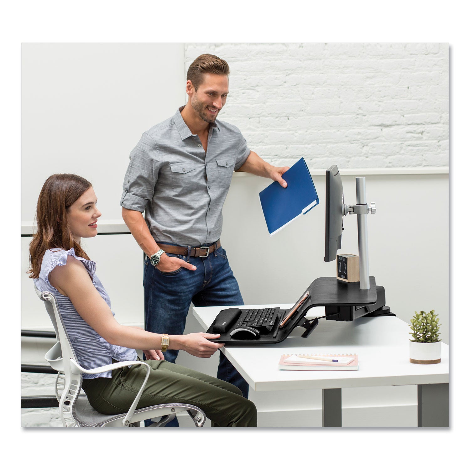 Fellowes® Lotus RT Sit-Stand Workstation, 48" x 30" x 42.2" to 49.2", Black