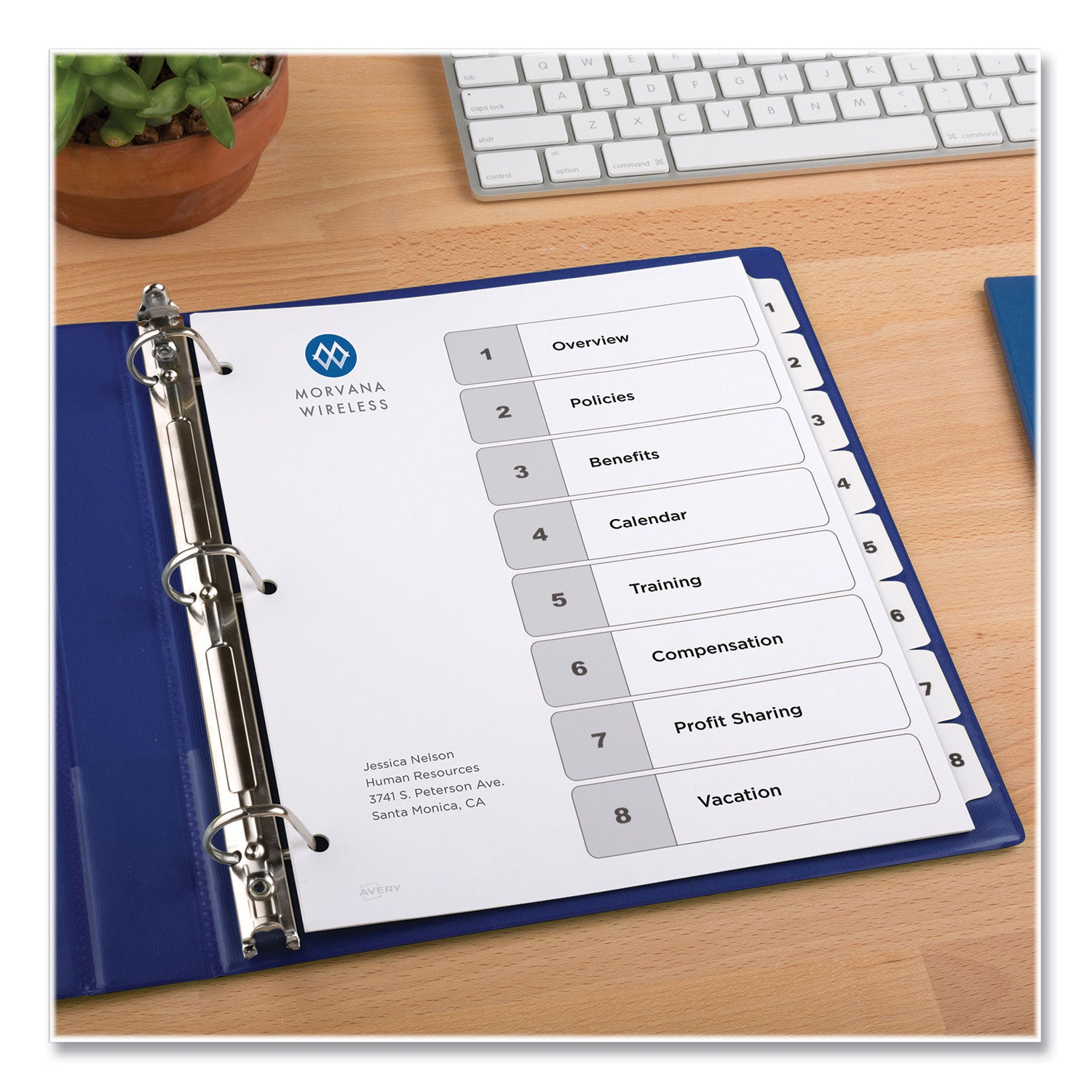 Avery® Customizable Table of Contents Ready Index Black and White Dividers, 8-Tab, 1 to 8, 11 x 8.5, White, 6 Sets