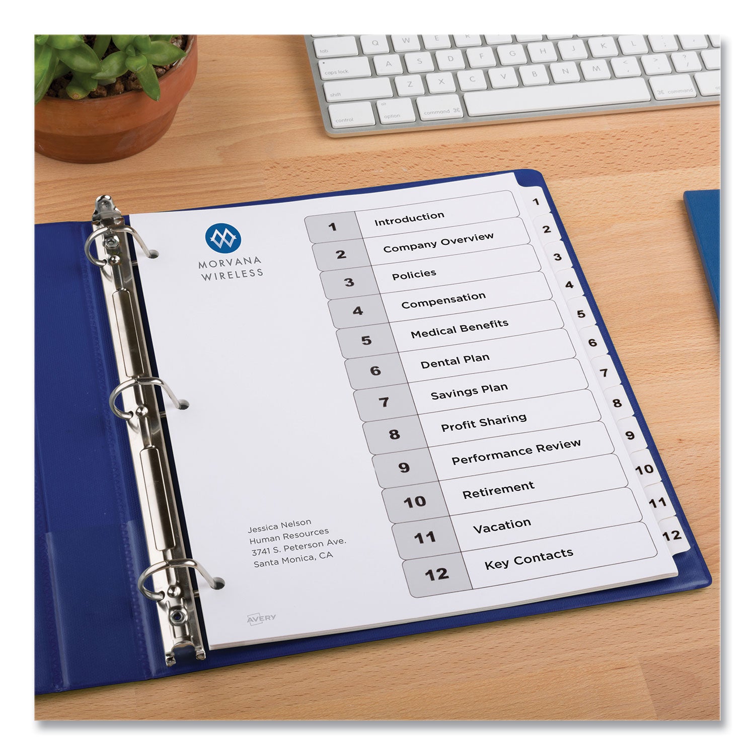 Avery® Customizable Table of Contents Ready Index Black and White Dividers, 12-Tab, 1 to 12, 11 x 8.5, White, 6 Sets