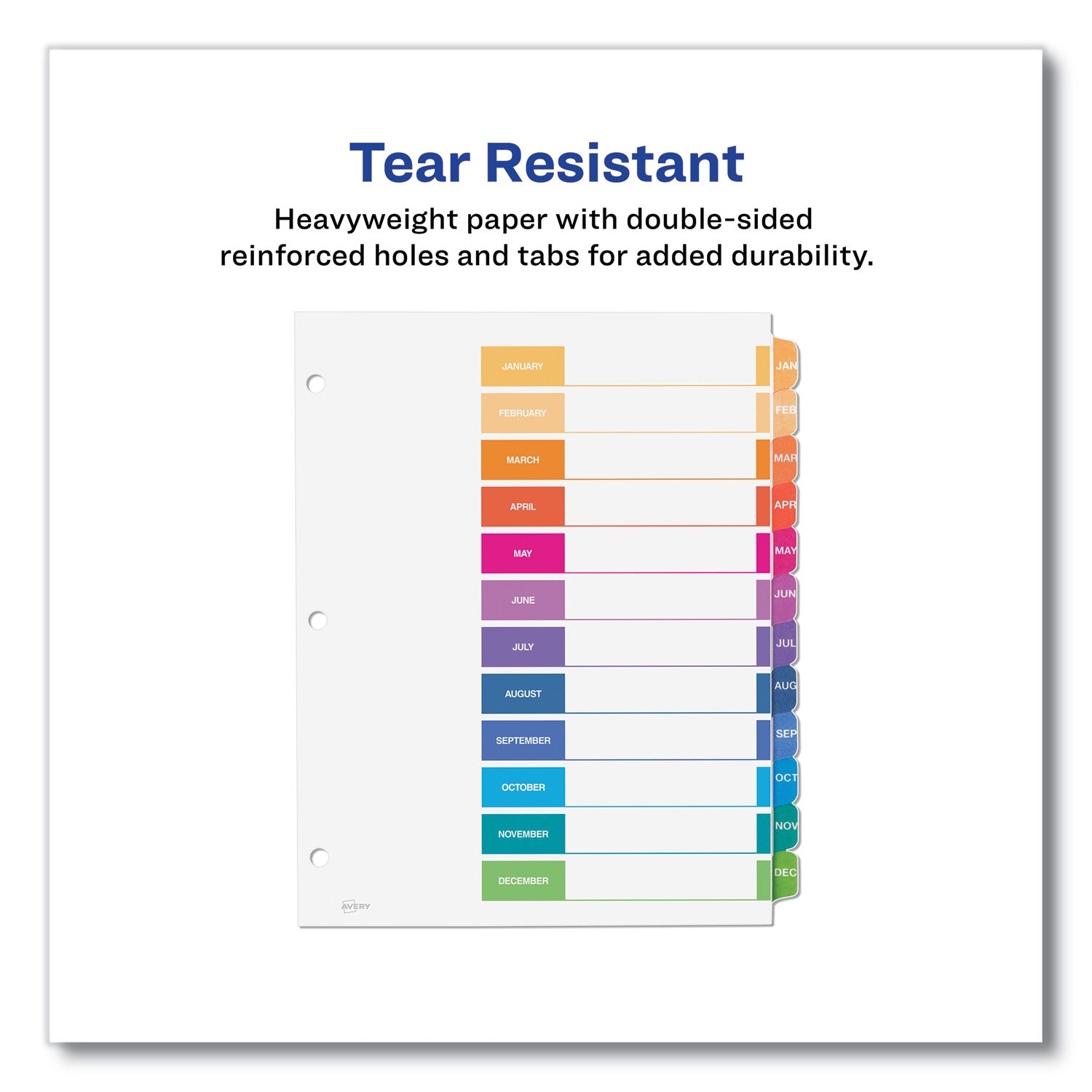 Avery® Customizable Table of Contents Ready Index Multicolor Dividers, 12-Tab, Jan. to Dec., 11 x 8.5, White, 6 Sets