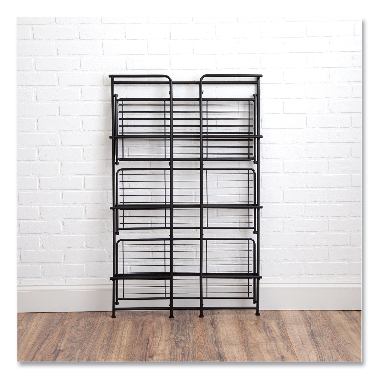 Advantus FlipShelf Four-Shelf Unit, 26.5w x 12d x 43h, Black