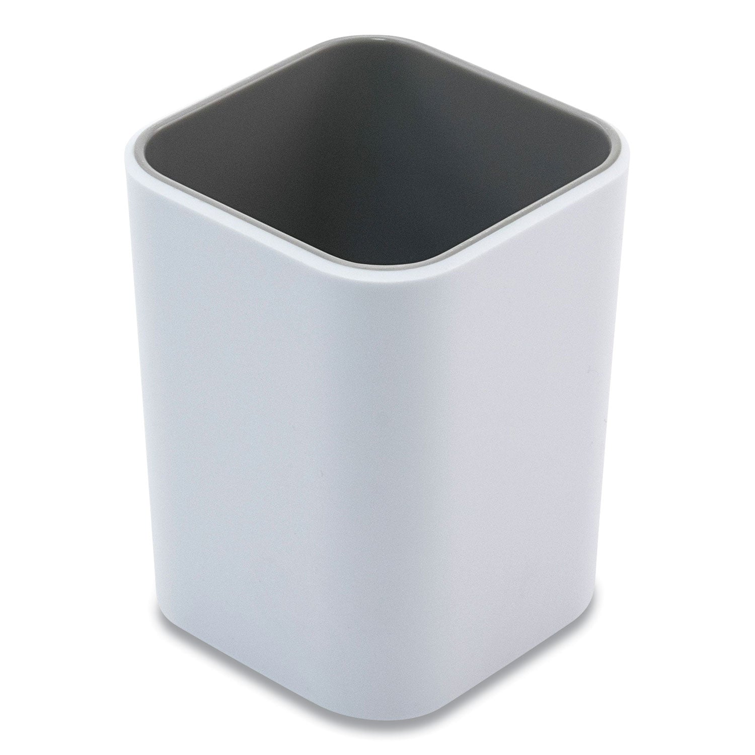 Advantus Fusion Pencil Cup, Plastic, 3 x 3 x 4, White/Gray