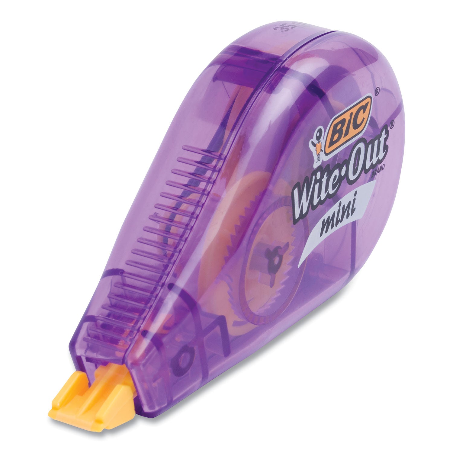 BIC® Wite-Out Brand Mini Correction Tape, Non-Refillable, Blue/Purple/Yellow Applicators, 0.2" x 314.4", 6/Pack