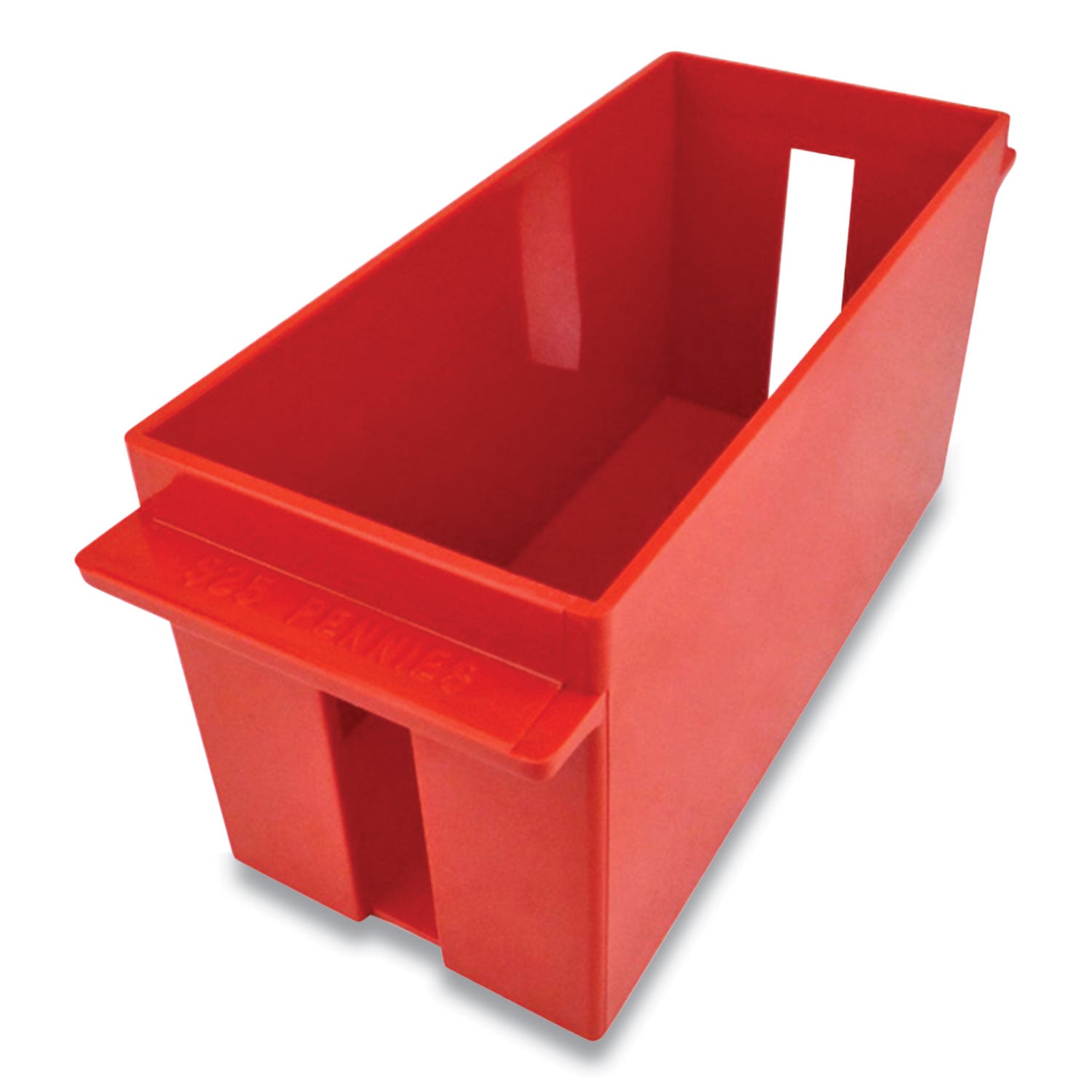 Extra-Capacity Coin Tray, Pennies, 1 Compartment,  Denomination and Capacity Etched On Side, Stackable, Plastic, Red