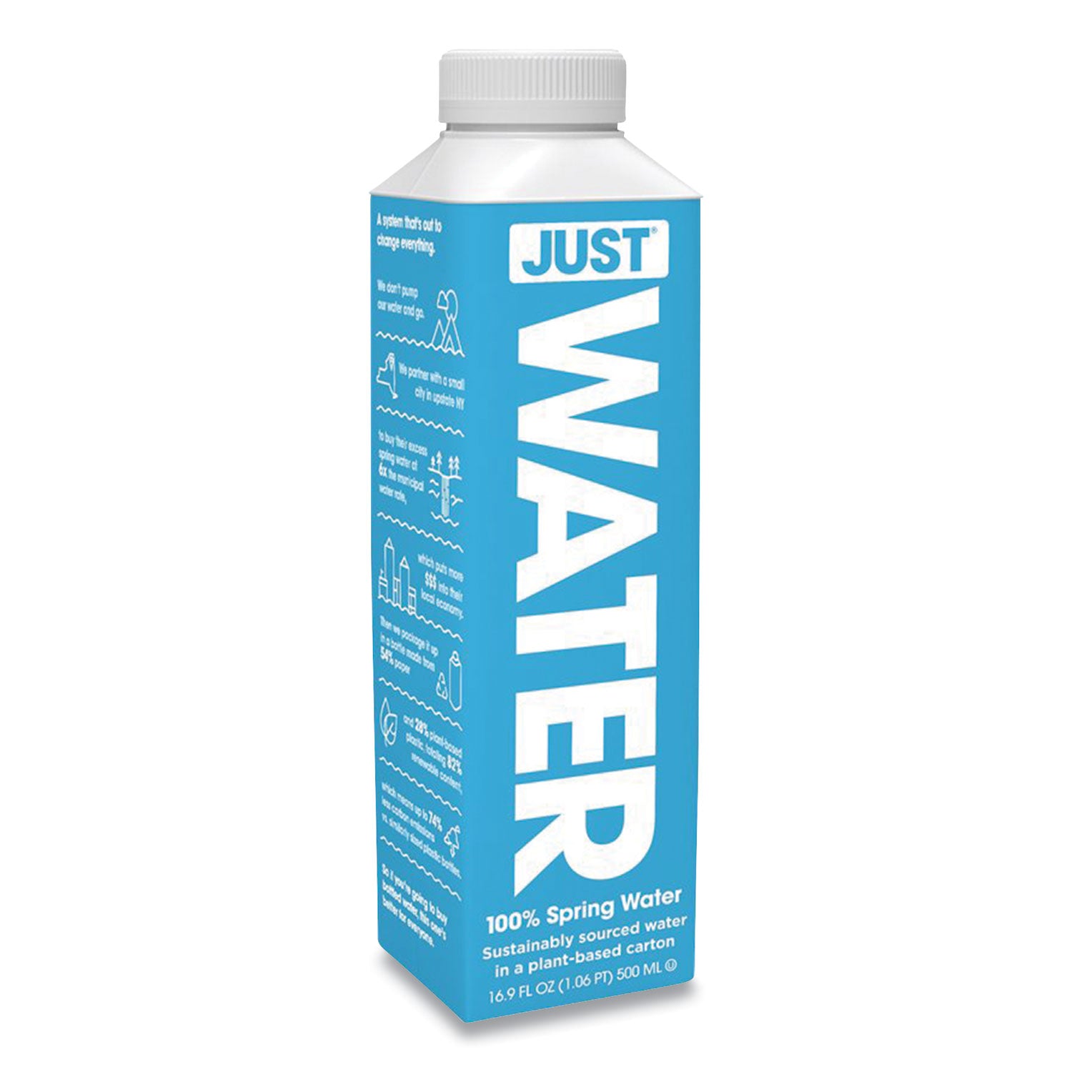 Just Water Spring Water, 16.9 oz, 12/Carton