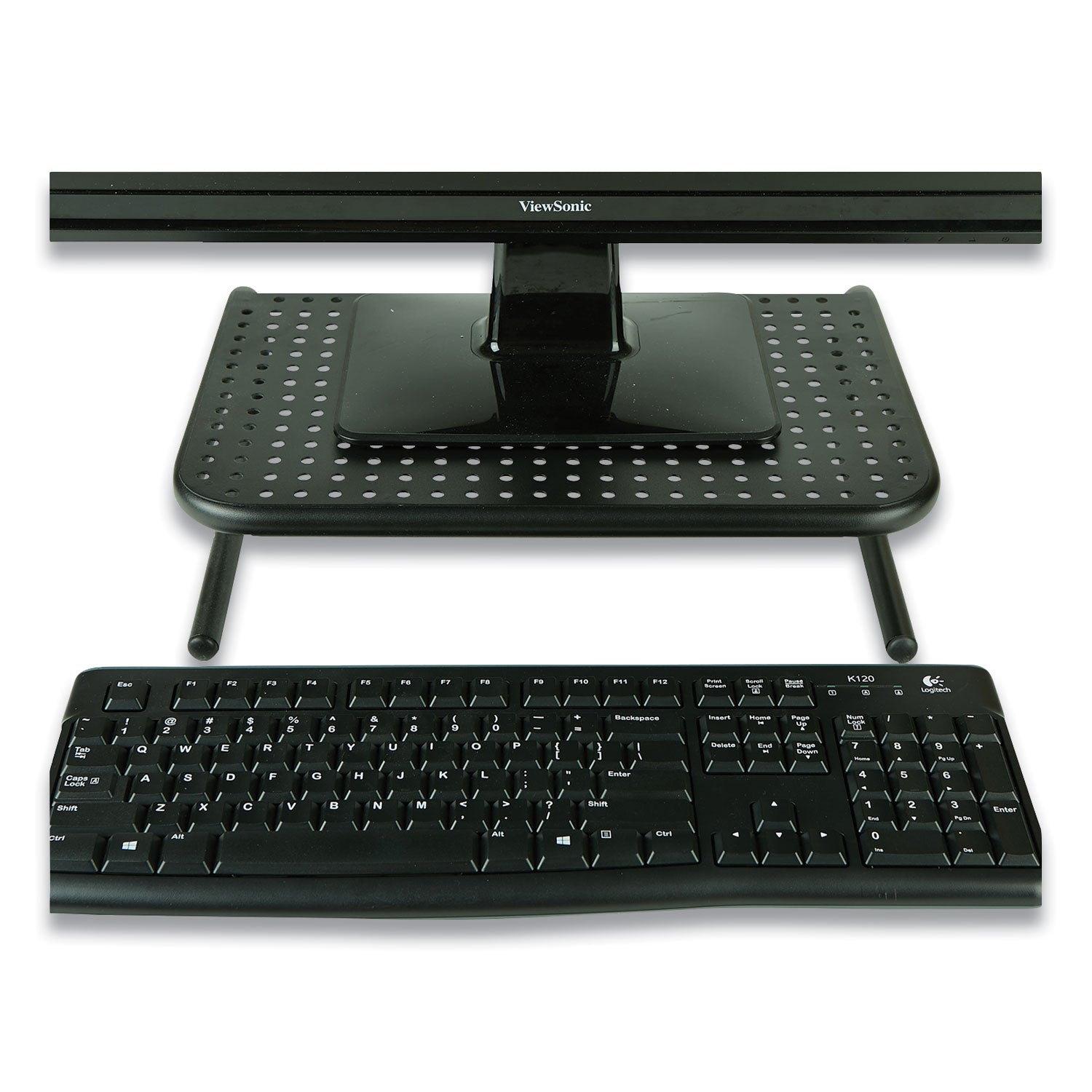 Mind Reader Metal Monitor Stand Riser for Computer, 14.88" x 11.33" x 4.21", Black, Supports 44 lbs