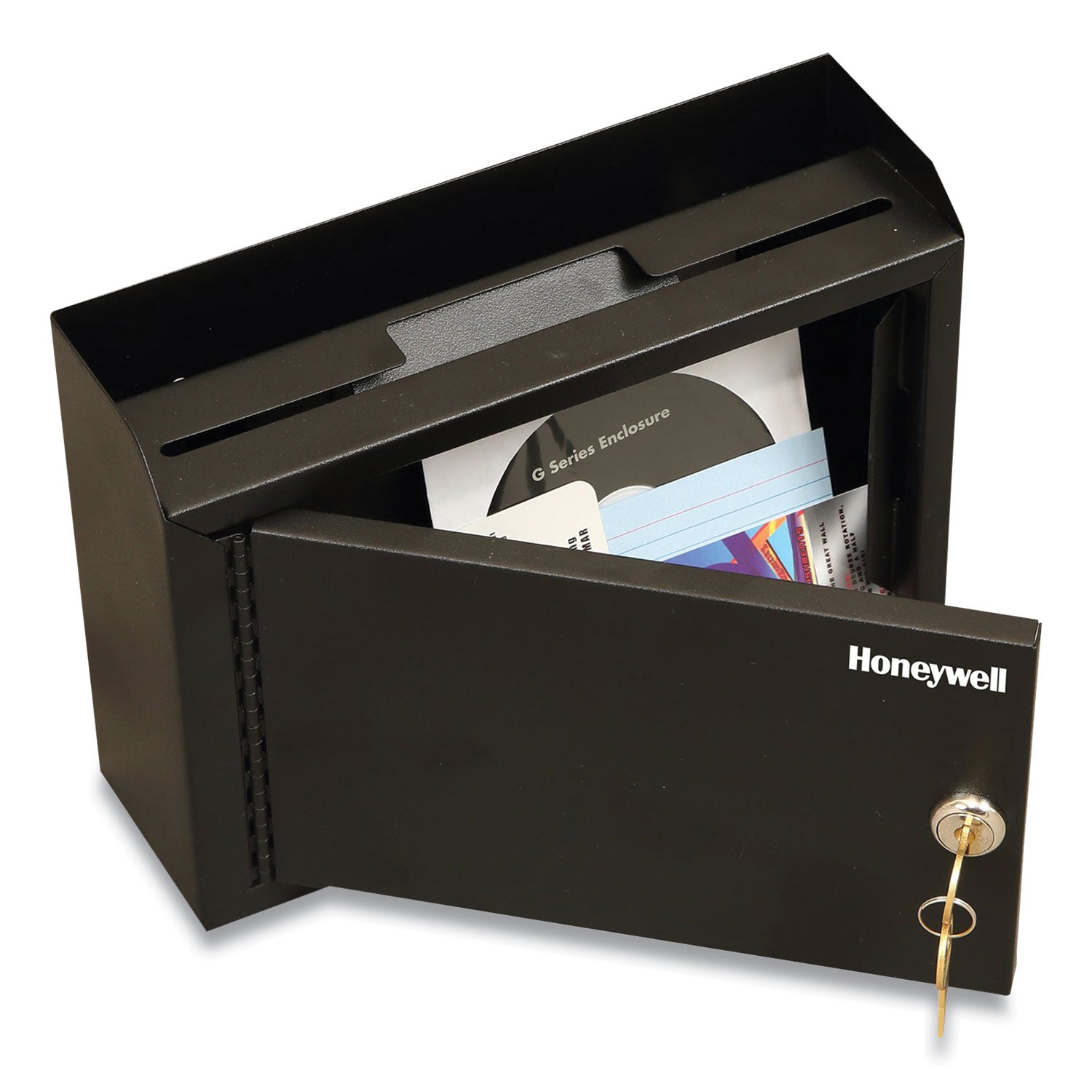 Honeywell Drop Box Safe with Keys, 9.9 x 3 x 7.1, 0.12 cu ft, Black