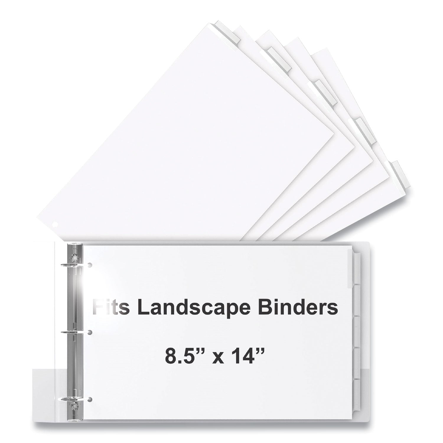 Landscape Orientation Index Dividers, 5-Tab, 14 x 8.5, White, 1 Set