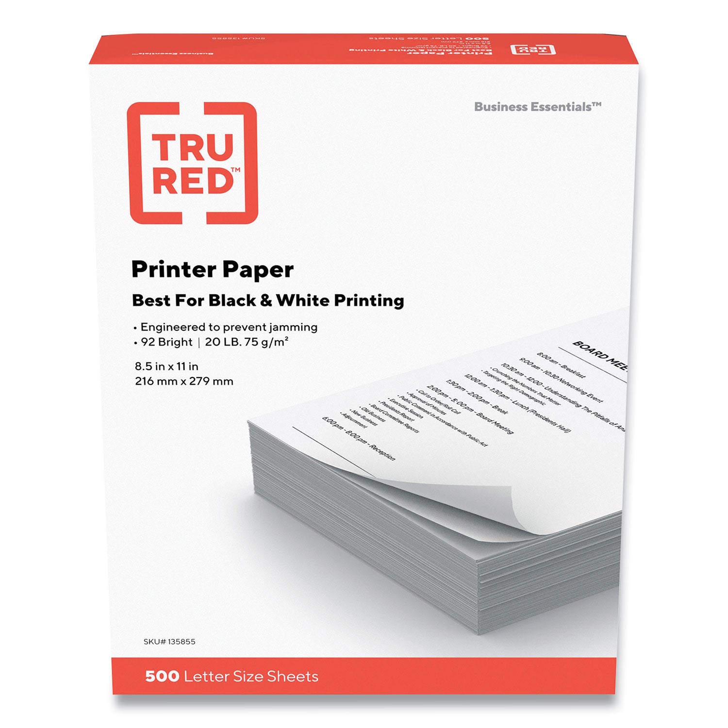 TRU RED™ Printer Paper, 92 Bright, 20 lb Bond Weight, 8.5 x 11, 500 Sheets/Ream