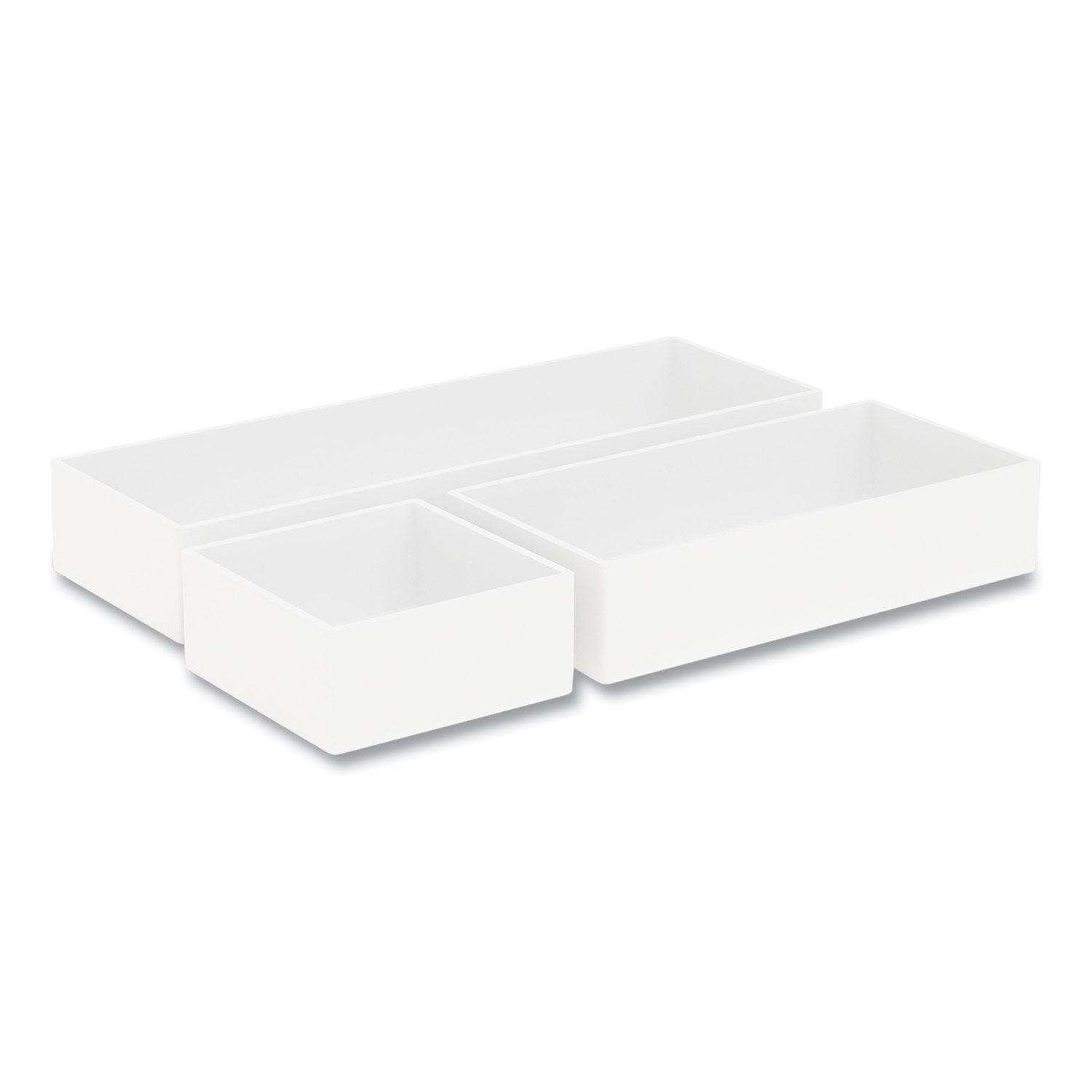 Three-Piece Plastic Drawer Organizer, 3.23 x 3.23 x 1.47, 6.26 x 3.23 x 1.47, 9.5 x 3.23 x 1.47, White, 3/Set TRU RED™ Flipcost