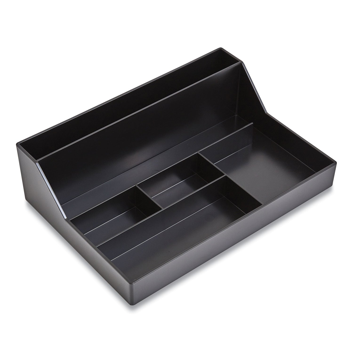 TRU RED™ Plastic Desktop Organizer, 6 Compartments, 6.81 x 9.84 x 2.75, Black