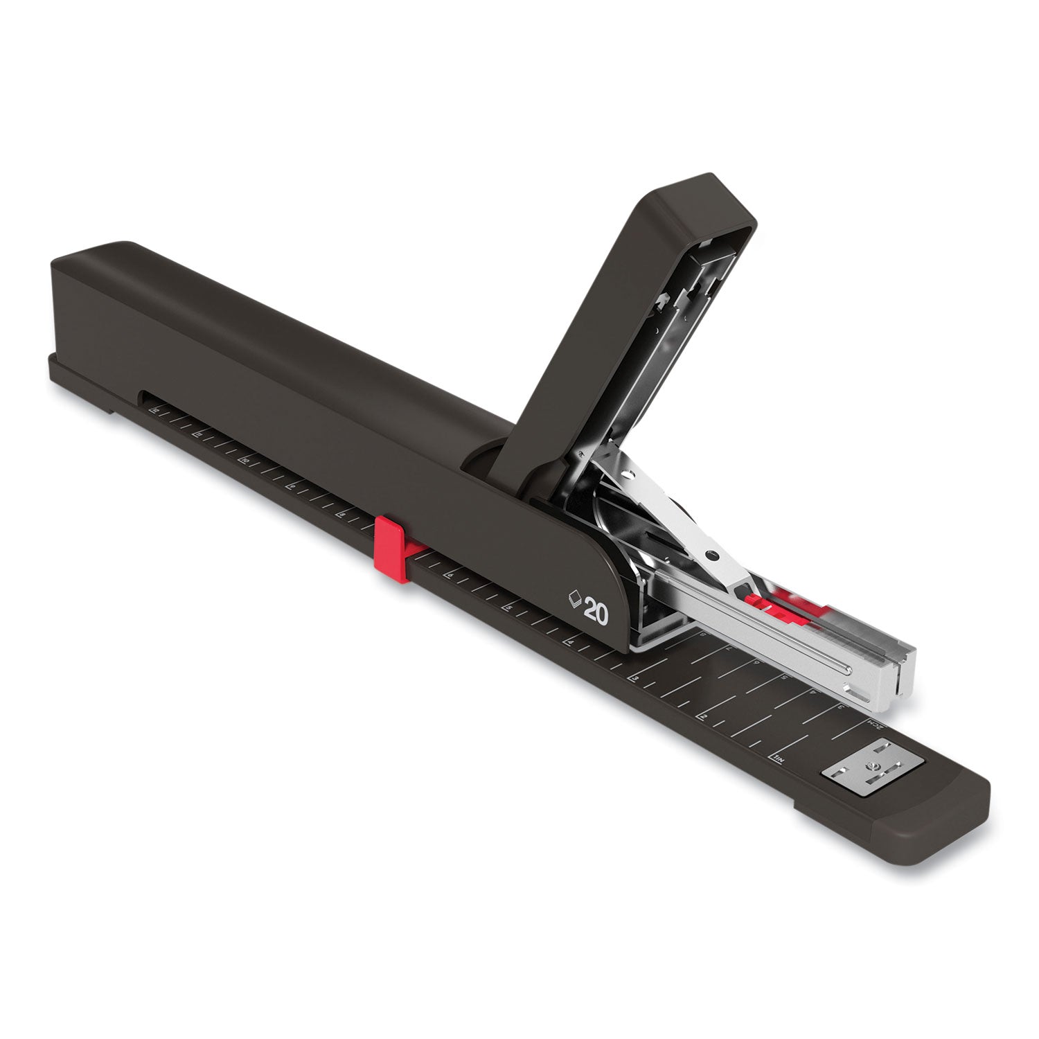 TRU RED™ Long Reach Stapler, 20-Sheet Capacity, 12" Throat, Black